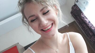 Lovely blonde lady in black pantyhose is about to play naughty sex games