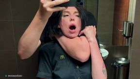 Public sex in a restroom  Fucked a McDonald's worker after spilled fanta! - Eva Soda