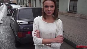 Skinny Russian cutie agrees to show her sex talent for money at casting