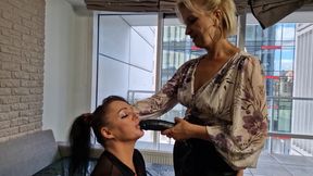 Strap-on lesbian mature fuck