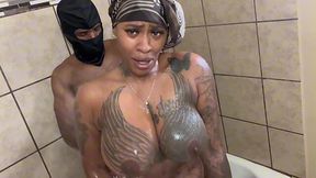 Thick and inked babe gets his BBC instead of a dildo